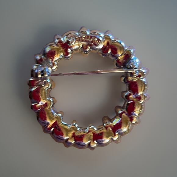 Vtg 1960 Style Marcella Faux Pearl Goldtone Circle Brooch W Goldtone Bead Spacer - Picture 4 of 6